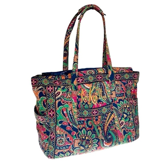 Vera Bradley large duffle bag overnight carry-on shoulder travel weekender zip - Picture 12 of 15